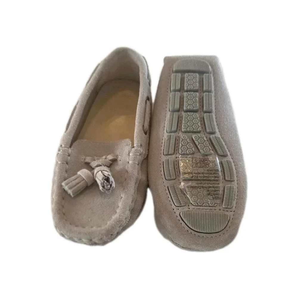 Janie and Jack Suede Driving Shoe Size 8 light grey